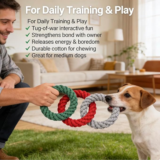 Braided Cotton Rope Dog Toy – Tug and Dental Cleaning Toy